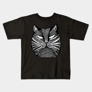 Scary Black Cat Face Kids T-Shirt